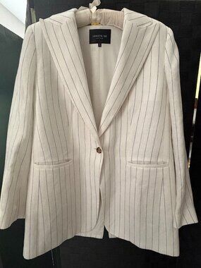 Lafayette 148 New York White linen w/ blue pin stripe jacket, US 10.